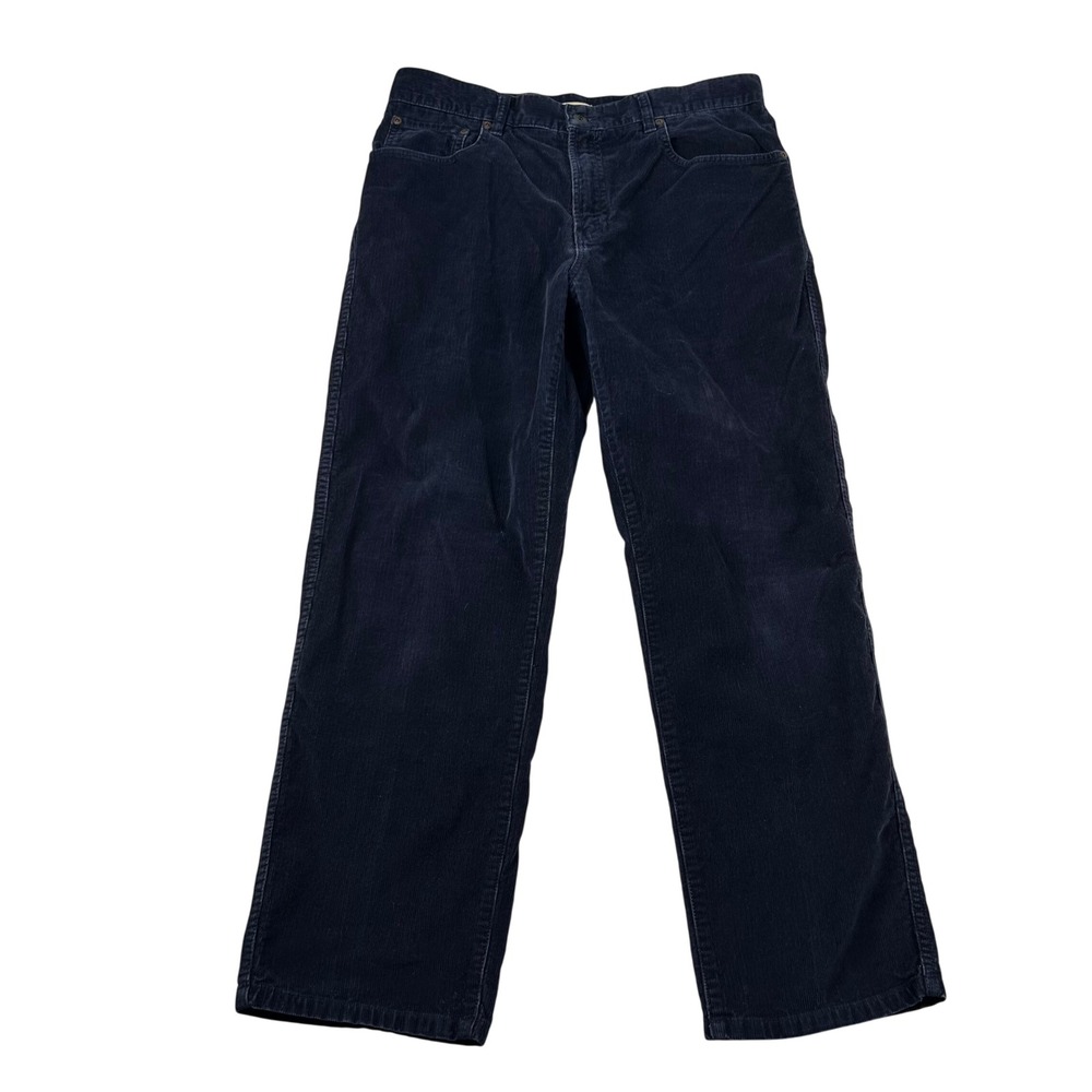 LL Bean Corduroy Pants Mens 34x30 (fits 32x29) Navy Blue Straight Leg Relaxed